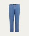Kiton Men's Washed Wool Slim Four-pocket Pants In Blu