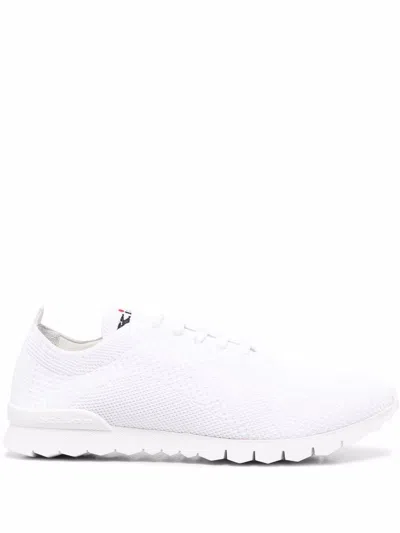Kiton Men's White Textured-knit Sneakers For Ss24