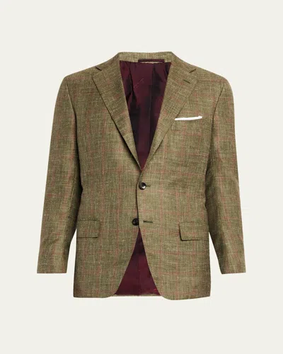 Kiton Men's Windowpane Cashmere Blend Suit In Brown