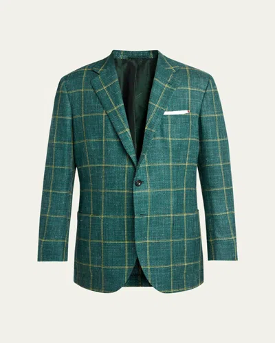 Kiton Men's Windowpane Check Single-breasted Sport Coat In Multi