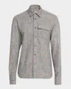 Kiton Men's Windowpane Snap-front Overshirt In Gray