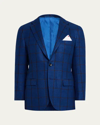 Kiton Men's Windowpane Sport Coat In Blu Mult
