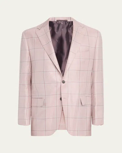 Kiton Men's Windowpane Sport Coat In Pink