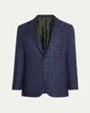 Kiton Men's Windowpane Tweed Patch-pocket Sport Coat In Blue