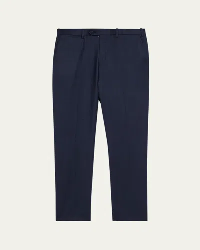 Kiton Men's Wool And Cashmere Flat-front Pants In Blue