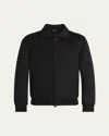 Kiton Men's Wool And Cashmere Full-zip Bomber Jacket In Black