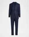Kiton Men's Wool And Cashmere Micro-check Two-piece Suit In Black