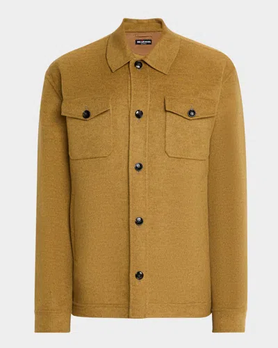 Kiton Men's Wool And Cashmere Two-pocket Overshirt In Brown