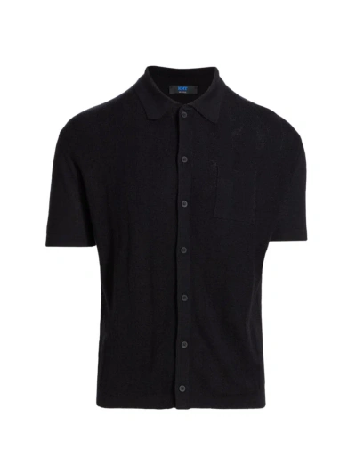 Kiton Men's Wool & Silk-blend Polo Shirt In Black