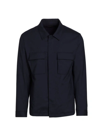Kiton Men's Wool-blend Zip-front Jacket In Blue