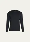 Kiton Men's Wool Crewneck Sweater In Blk
