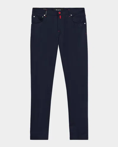 Kiton Men's Wool Five-pocket Trousers In Blue