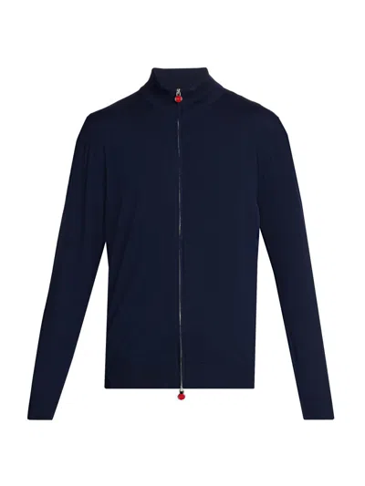 Kiton Men's Wool Full-zip Jacket In Blue