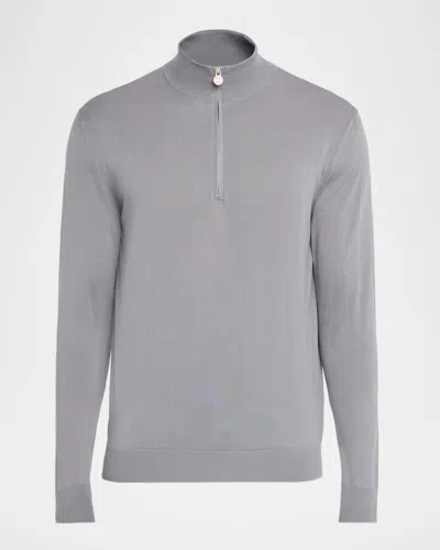 Kiton Men's Wool Half-zip Sweater In Gray