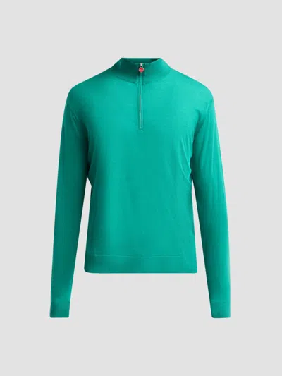 Kiton Men's Wool Mock Turtleneck Sweater In Green
