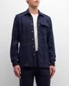 KITON MEN'S WOOL PLAID OVERSHIRT