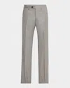 KITON MEN'S WOOL SHARKSKIN FLAT-FRONT TROUSERS