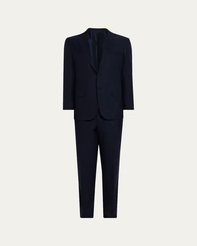 Kiton Men's Wool-silk Basic Suit In Navy