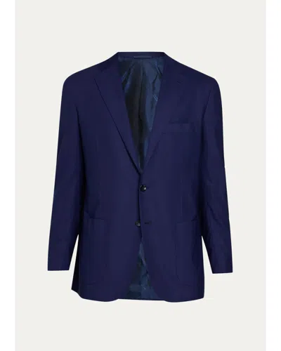 Kiton Men's Wool Solid Single-breasted Sport Coat In Blue