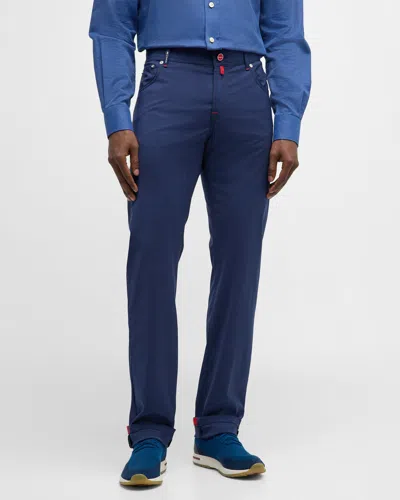 Kiton Men's Wool Stretch 5-pocket Pants In Blue