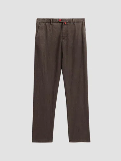 Kiton Wool Tapered-leg Trousers In Brown