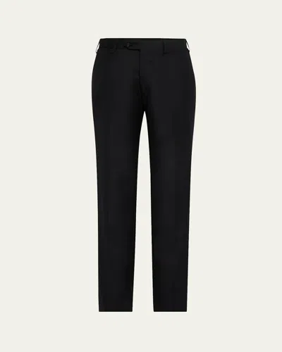 Kiton Men's Wool Tuxedo Trousers In Blk