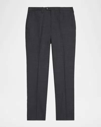 Kiton Men's Wool Twill Flat-front Trousers In Blue
