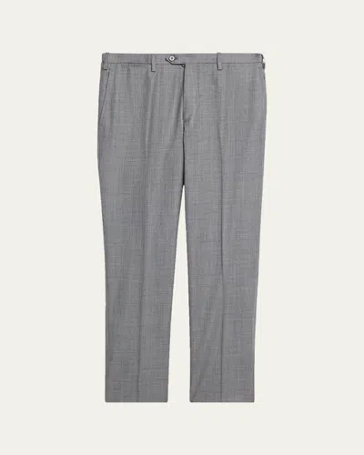 Kiton Men's Wool Twill Flat-front Trousers In Gray