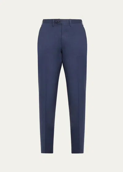 Kiton Men's Wool Twill Trousers In Navy