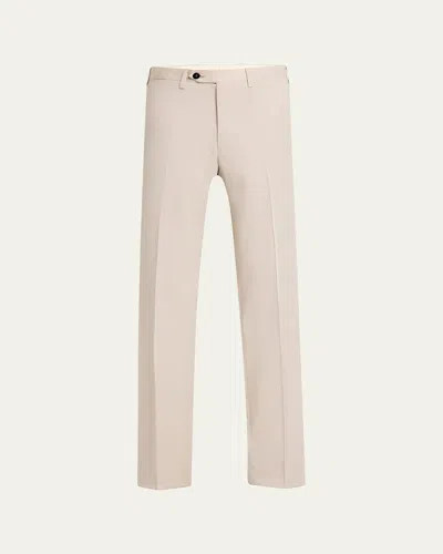 Kiton Men's Wool Twill Trousers In Tan