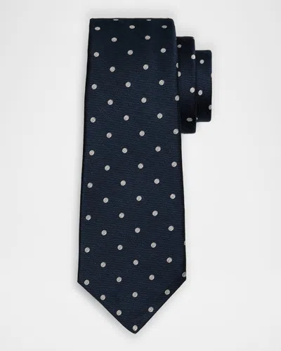 Kiton Men's Woven Dot Tie In Navy