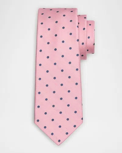 Kiton Men's Woven Dot Tie In Pink