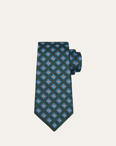 Kiton Men's Woven Medallion Silk 7-fold Tie In Blue