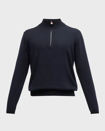 Kiton Cashmere Bend Half Zip Knitwear In Blue