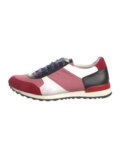 Pre-owned Kiton Mesh Colorblock Pattern Athletic Sneakers In Red