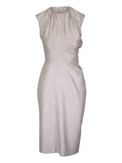 Kiton Metallic-finish Midi Dress In Gold