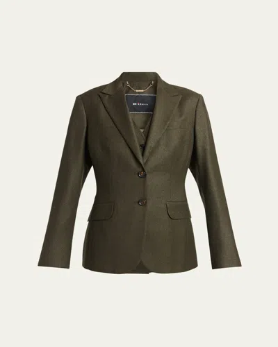 Kiton Metallic Wool Single-breasted Jacket In Green