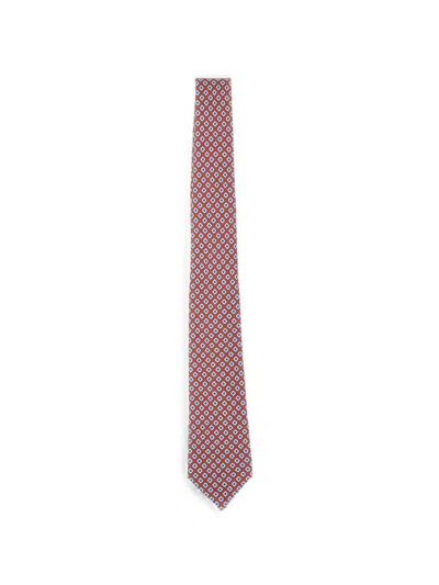 Kiton Micro Diamond Seven-fold Tie In Red