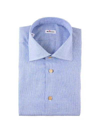 Kiton Micro-check Shirt In Blue