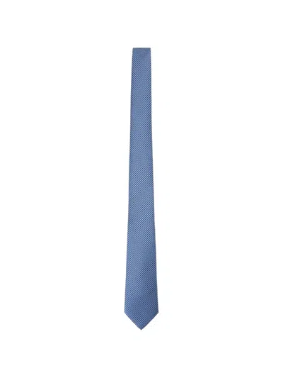 Kiton Micro-pattern Silk Tie In Blue