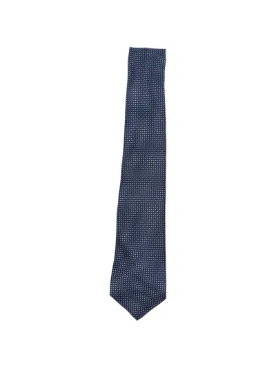 Kiton Micro-patterned Silk Tie In Blue