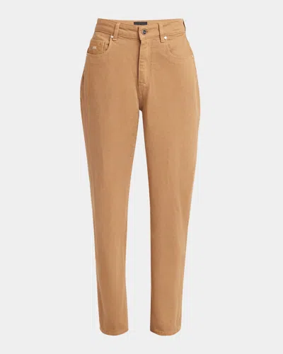 Kiton Mid-rise Tapered-leg Ankle Jeans In Gold