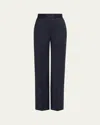 Kiton Mid-rise Wide-leg Wool Trousers In Blue