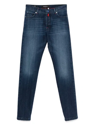 Kiton Mid-wash Jeans In Blue