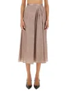 Kiton Flowing Midi Skirt In Silk-viscose Blend In Pink