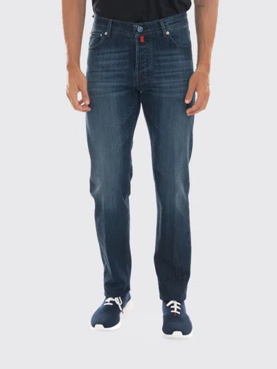Kiton Mid-rise Slim Fit Jeans In Stretch Cotton Denim In Blue