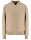 Kiton Modern Leather Bomber Jacket With Ribbed Details