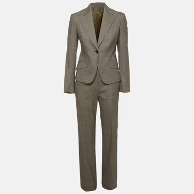 Pre-owned Kiton Napoli Monochrome Houndstooth Wool Blend Suit S In Black