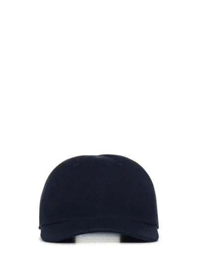 Kiton Navy Blue Cotton Pique Baseball Cap In Black