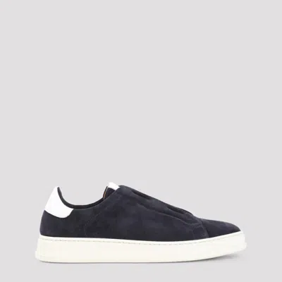 Kiton Slip-on Suede Sneakers In Blue